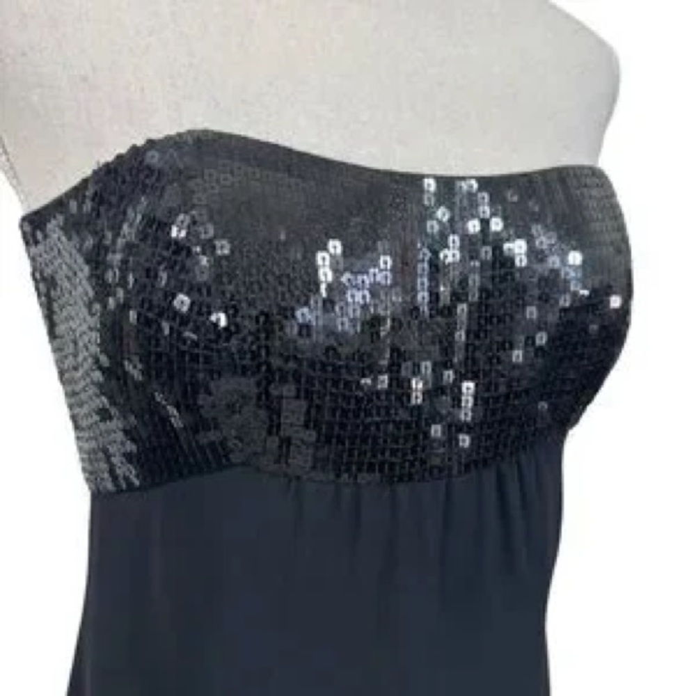 ann taylor black strapless mini dress with sequin bust